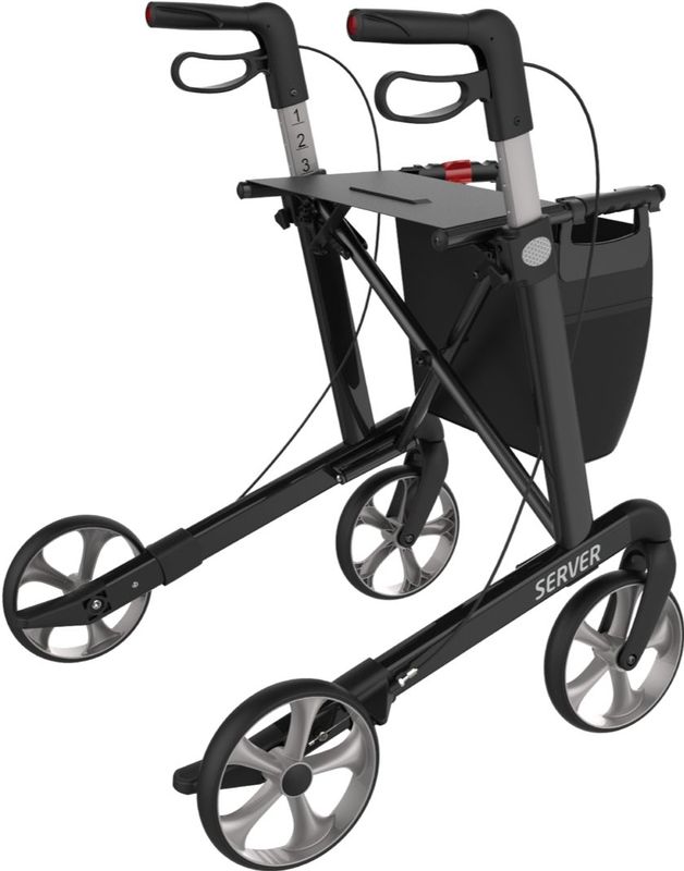 Rehasense - Server - Rollator - Zwart - Opvouwbaar - Voor Binnen en Buitenshuis