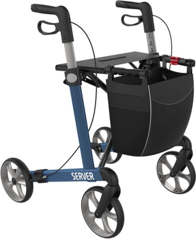 Rehasense - Server - Rollator - IJsblauw - Inclusief Zachte Banden & Rugband