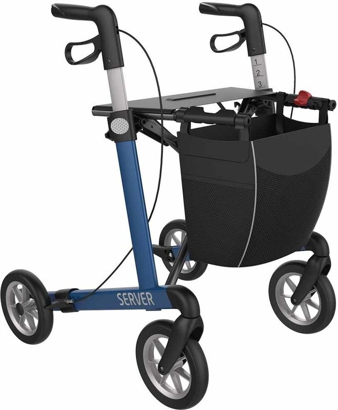 Rehasense Server Rollator – Inclusief Zachte Banden & Rugband - Electric Blue L