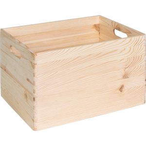 HAUDT® Houten stapel kist KIM MAXI open- 39,5 x 29,5 x 23 cm - inhoud 27,6L - grenen houten kist - opbergkisten