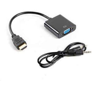 Lanberg AD-0017-BK ""HDMI-A (1.4)"" stekker op ""Vga (15pol)"" socket adapter + jack (M/M) kabel zwart