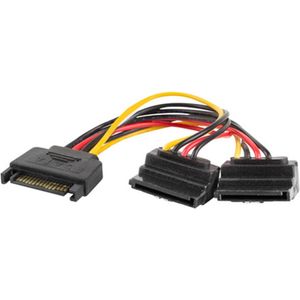 Lanberg - Voedingskabel SATA - 15 cm - Mannelijke naar Twee Vrouwelijke Connectoren