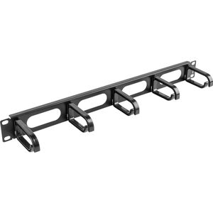Lanberg AK-1205-B Kabelmanagementpaneel - Zwart - Metaal en Kunststof - 1U