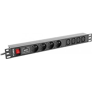 Lanberg PDU-04E04I-0200-IEC-BK Stroomverdelingseenheid (PDU) 1U Zwart 4 AC-uitgangen, UPS accessoires