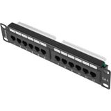 Lanberg - PPU6-9012-B - Patch Panel - Zwart - Metaal - 12 Poorten