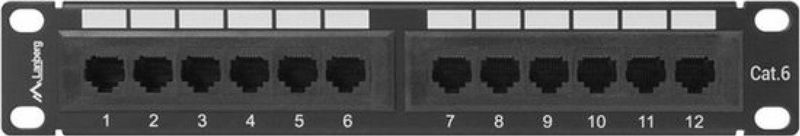 Lanberg - PPU6-9012-B - Patch Panel - Zwart - Metaal - 12 Poorten