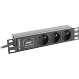 Lanberg - PDU-03E-0200-IEC-BK - Stroomverdelingseenheid - Zwart - 3 AC-uitgangen - 1U