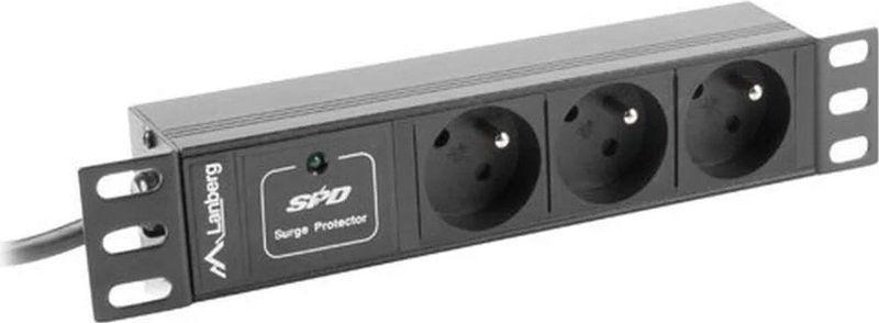 Lanberg - PDU-03E-0200-IEC-BK - Stroomverdelingseenheid - Zwart - 3 AC-uitgangen - 1U