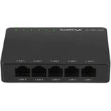 Lanberg - DSP2-1005-12V - Netwerkschakelaar - Zwart - 5 Poorten - Unmanaged Gigabit Ethernet