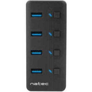 Natec Hub USB 3.0 Mantis2, 4-ports on/off met AC Adapter, zwart
