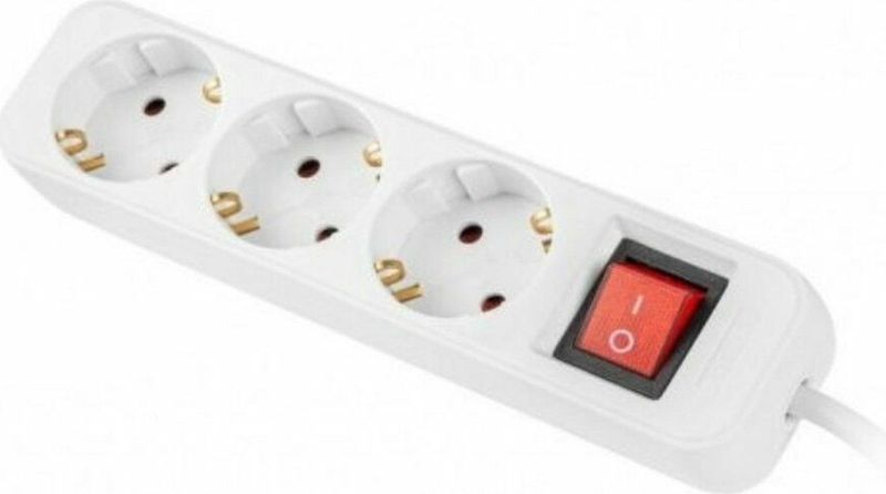 Lanberg - PS1-03F-0150-W - Stekkerdoos - 1.50 m - 3 AC-uitgangen - Binnengebruik