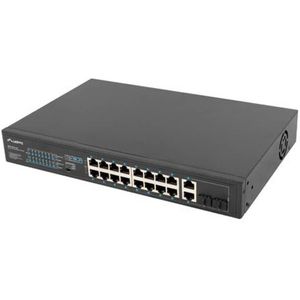 Lanberg Switch 16X 100MB POE+/2X Combo unmanaged rack 19 inch Gigabit Ethernet 250W