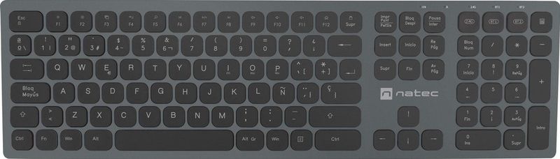 Natec - Dolphin Slim Draadloos Toetsenbord - Spaans - Aluminium - Monochroom