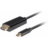 Lanberg KABEL USB-C(M)->HDMI(M) 0.5M 4K 60HZ ZWART