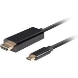 Lanberg - CA-CMHD-10CU-0010-BK - USB C naar HDMI Kabel - Zwart - 1 Meter