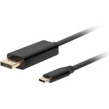 Lanberg - CA-CMDP-10CU-0005-BK Videokabel - Zwart - USB-C naar DisplayPort - 0.50m