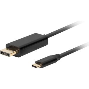 Lanberg - CA-CMDP-10CU-0005-BK Videokabel - Zwart - USB-C naar DisplayPort - 0.50m