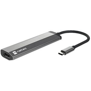 Genesis NATEC Multiport Fowler Slim USB-C (USB C), Docking station + USB-hub, Zwart