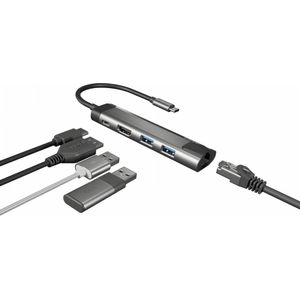 Genesis NATEC Multiport Fowler Go USB-C (USB C), Docking station + USB-hub, Zwart