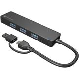 Genesis USB 3.0 HUB, Mayfly, 4-poorts, zwart (USB-C, 4 Havens), Docking station + USB-hub, Zwart