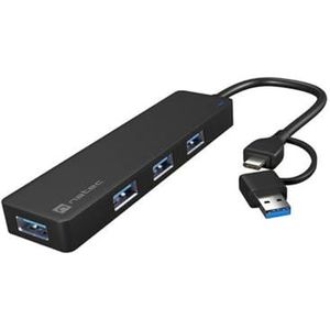 Natec USB-C 3.0 Hub 4-Port Mayfly zwart + adapter