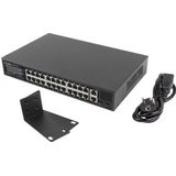 Lanberg - Switch niezarządzalny PoE+/2x Combo - Rack 19" - Zwart - Netwerkschakelaar