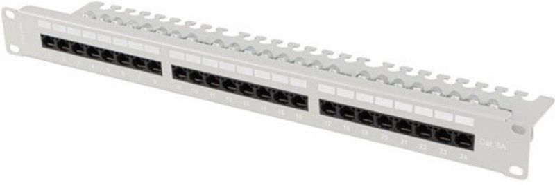 Lanberg - PPUA-1124-S - Patchpaneel - 24-Poorts - UTP Cat. 6A - 1U met Kabelmanagementplank