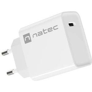 Genesis NATEC ŁADOWARKA SIECIOWA RIBERA USB-C 20W VOEDING BIAŁA NUC-2059 (20 W, Snel opladen 3.0, Stroomvoorziening), USB-lader, Wit