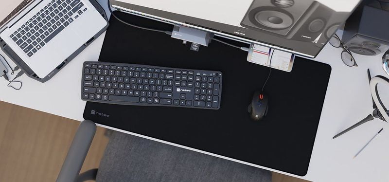 Natec - Muismat - Zwart - Hoogwaardige Stof - Antislip Rubberen Basis - XL Formaat