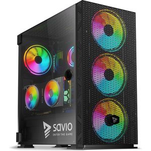 Savio - Raptor X1 ARGB - PC Behuizing - Zwart - Glas/Gaas