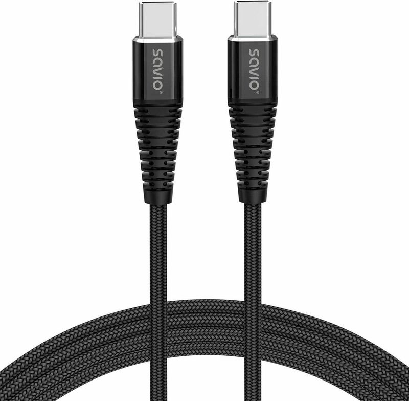 Savio - CL-160 USB Kabel - 2 m - USB 2.0 - USB C - Zwart