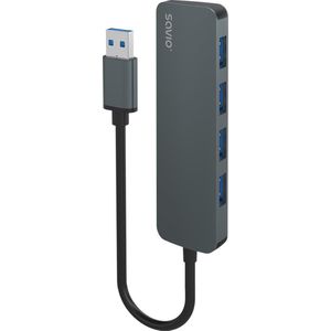Savio - AK-53 - USB-hub - Grijs - 4 USB 3.1 Gen 1 Aansluitingen