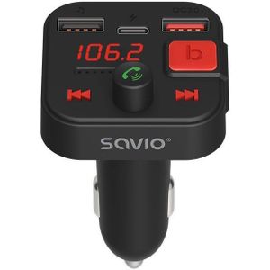 Savio - TR-15 - Autostereo Accessoire - FM-zender - Bluetooth 5.3 - QC 3.0 - LED Display
