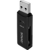 Savio SD-kaartlezer USB 2.0 AK-63 (USB 2.0), USB-stick, Zwart