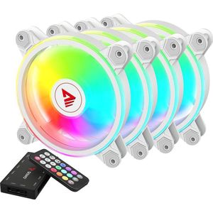 Savio - FAN-01 - Ventilator - Zwart - Wit - 120 mm - 4 Stuks