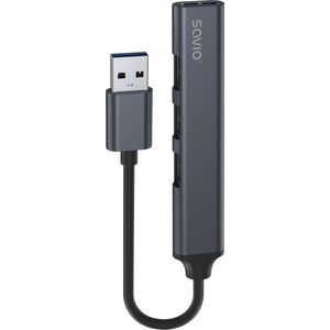 Savio - AK-70 - USB-A Hub - Zwart - 4 Havens - USB 3.1 Gen 1