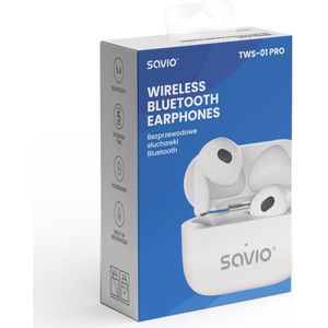 Savio - TWS-01 PRO - Koptelefoon - Wit - Draadloze Bluetooth