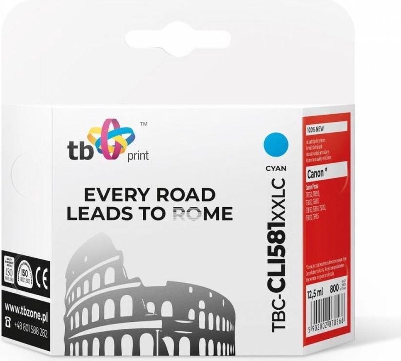 Print - TBC-CLI581XXLC Inktpatroon - Cyaan - 12,5 ml - Compatibel met Canon PIXMA