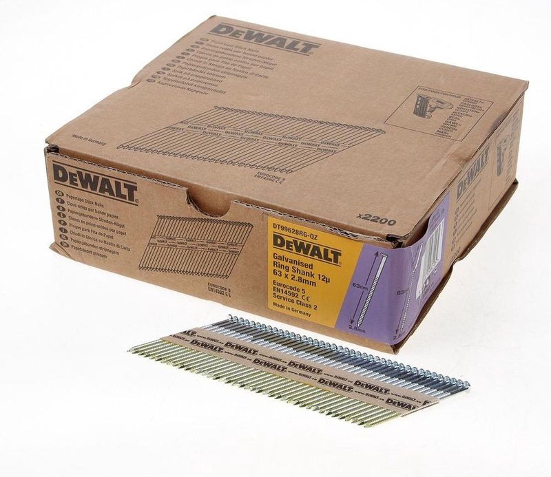 DeWalt DNPT28R63G12Z Spijkers - Geringd - Verzinkt - 2.8 x 63 mm - 2200 Stuks