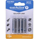 everActive - Batterij AAA - 800 mAh - 4 Stuks - NI-MH - Oplaadbaar - Zilver