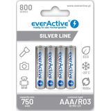 everActive - Batterij AAA - 800 mAh - 4 Stuks - NI-MH - Oplaadbaar - Zilver