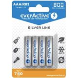 everActive - Batterij AAA - 800 mAh - 4 Stuks - NI-MH - Oplaadbaar - Zilver