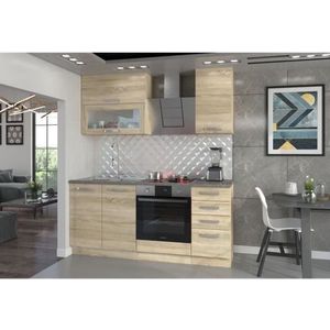 Complete keuken L 180 cm met werkoppervlak - Sonoma - Lassen decor
