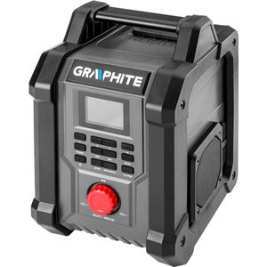 Graphite Batterij en netvoeding + 18 V radio zonder batterij, Radio, Zwart