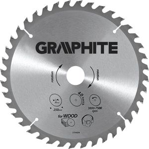 Graphite 57H656 Cirkelzaagblad vor Hout 160mm, Asgat 30mm, Tanden 18, Dikte 2,8, Vulringen 16/20/25, TCT