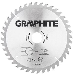 Graphite Cirkelzaagblad Voor Hout 200mm Asgat 30mm Tanden 40 Dikte 3,2 Vulringen 16/20/25 TCT