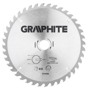 Graphite 57H686 Circelzaagblad voor Hout 255mm, Asgat 30mm, Tanden 40, Dikte 3,2, Vulringen 16/20/25, TCT