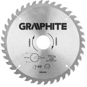 GRAPHITE Cirkelzaagblad 180 mm, 60 tands, Hout