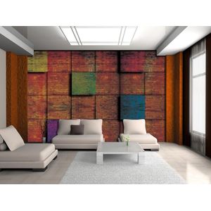 Wood Texture Squares Photo Wallcovering