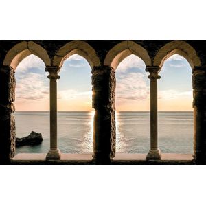 Sea Sunset Rock Sky Clouds Photo Wallcovering